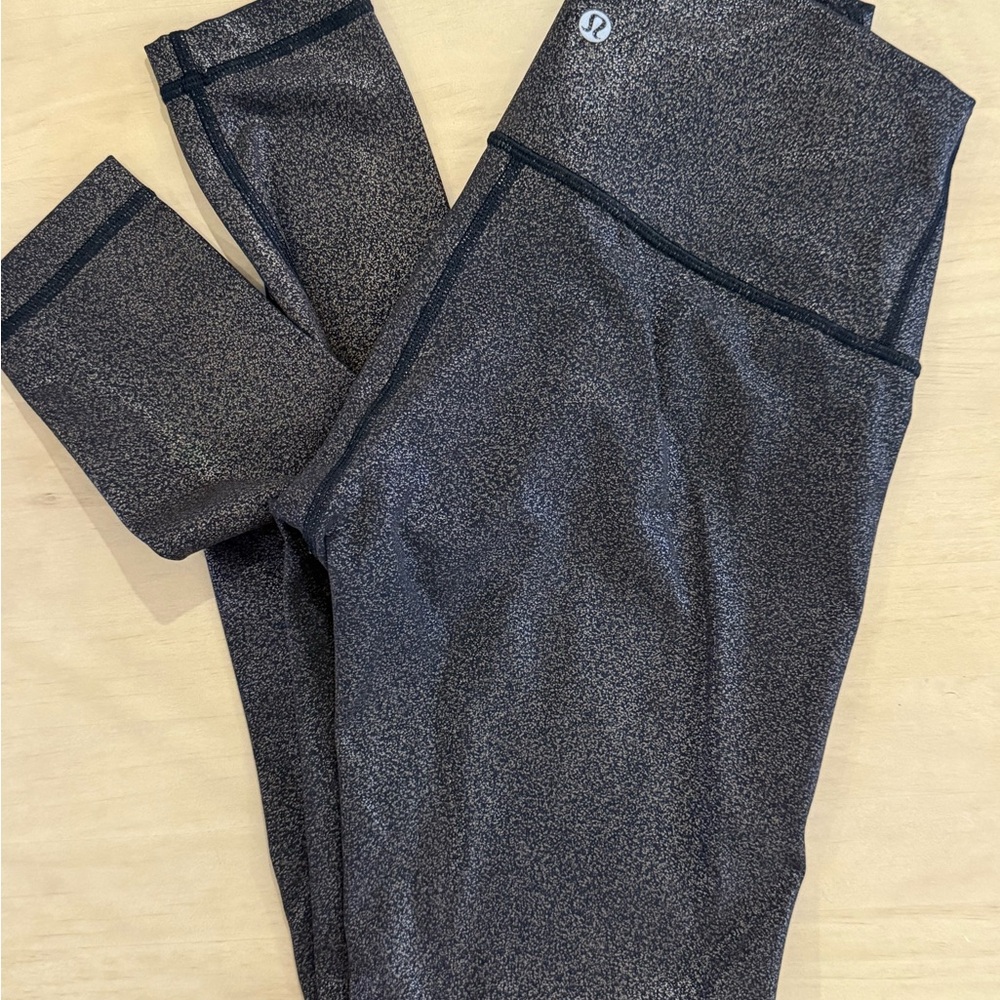 Lululemon 4 Gold & Black Crackle Leggings EUC